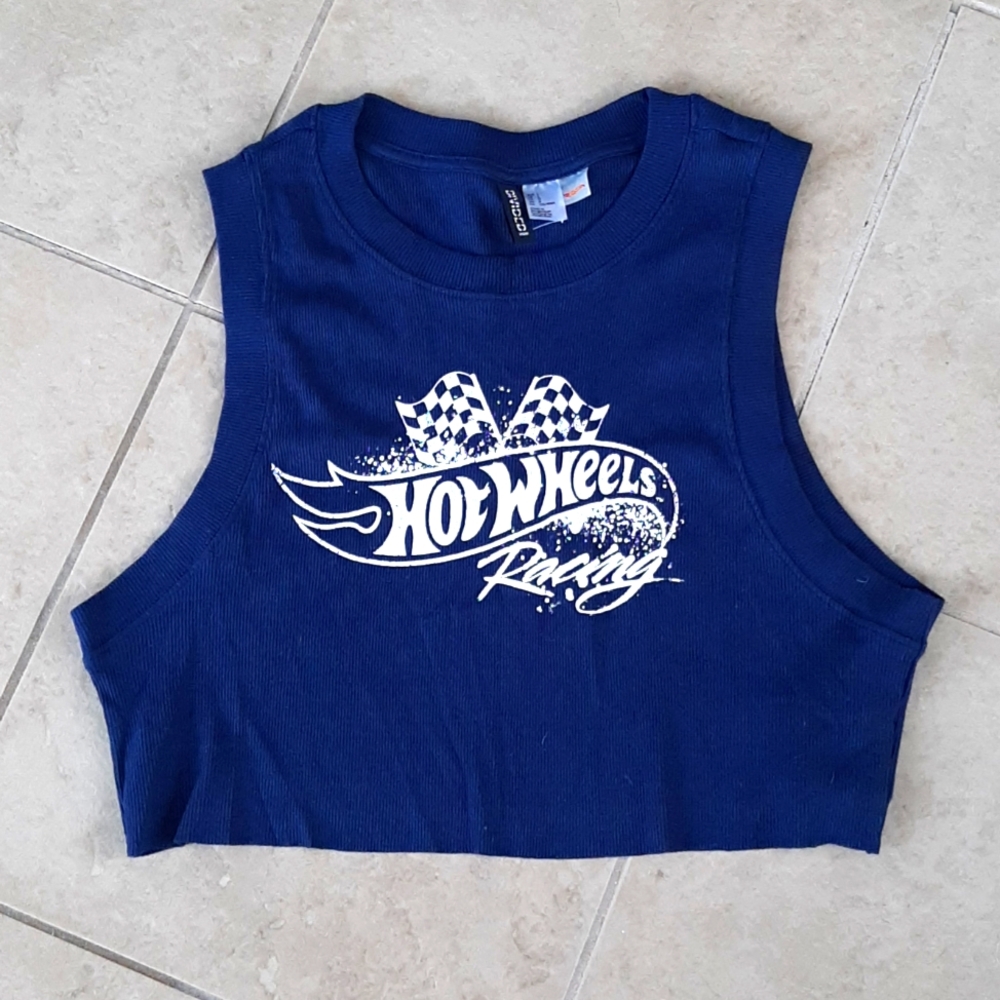 Hot Wheeles navy crop tank